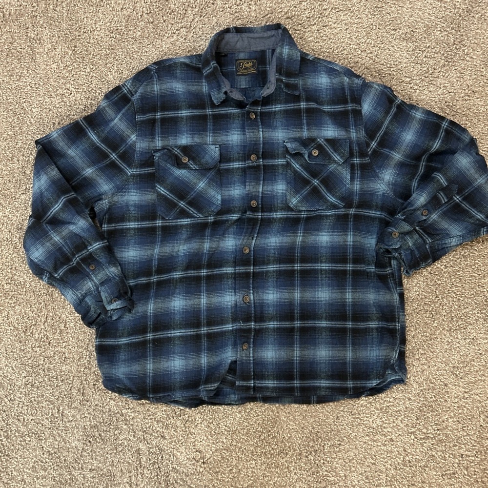 Jacks‎ Shirt Men 2XL Blue Plaid Heritage Flannel Thick Heavy Cotton Lumberjack